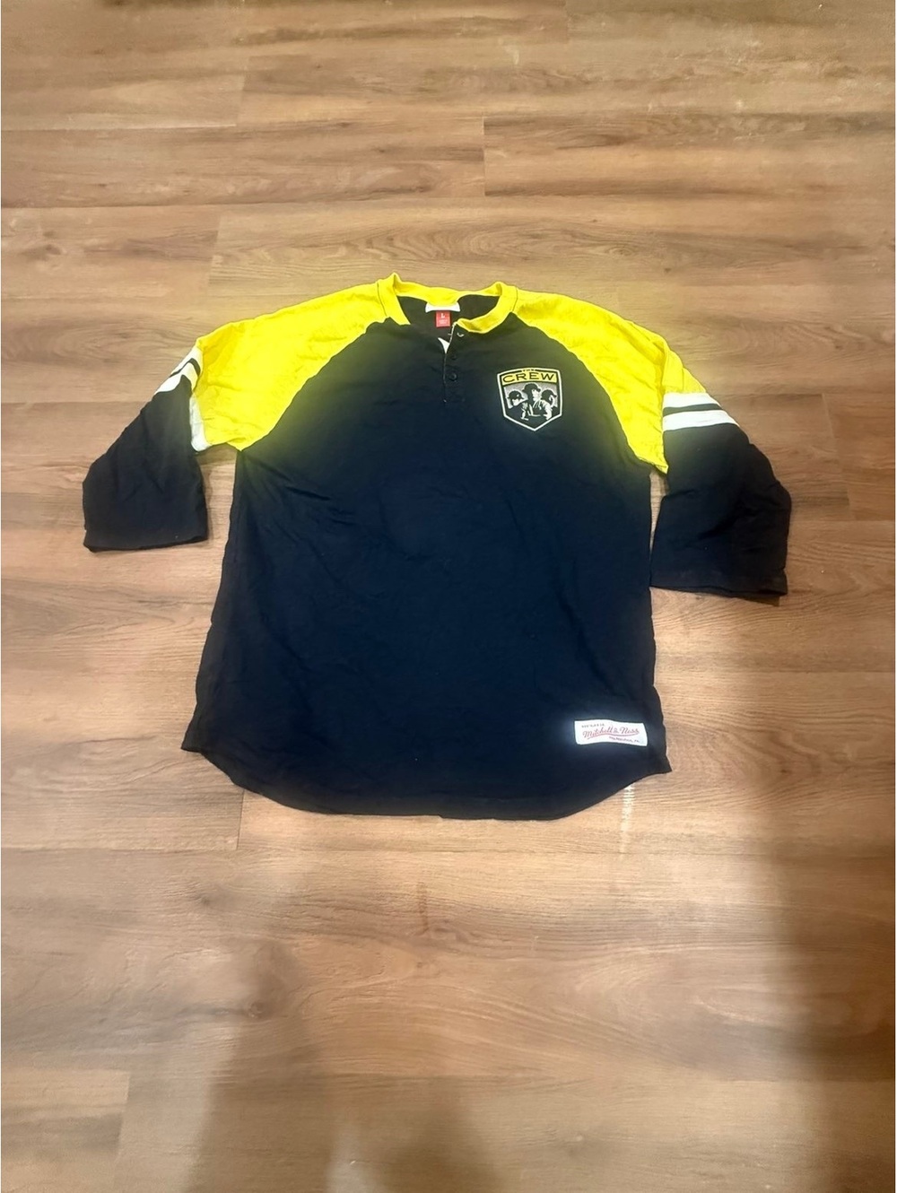 Mitchell and Ness The Crew Black and Yellow Long Sleeve Jersey